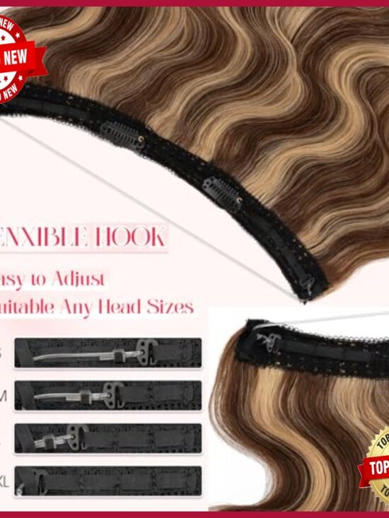 16 Inch Halo Hair Extensions Real Human Hair Wavy Clip In Hairpiece main image 6